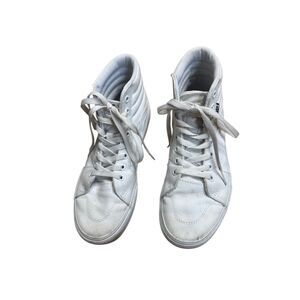 Vans Old Skool White Platform Sneakers Canvas Size 8 womens